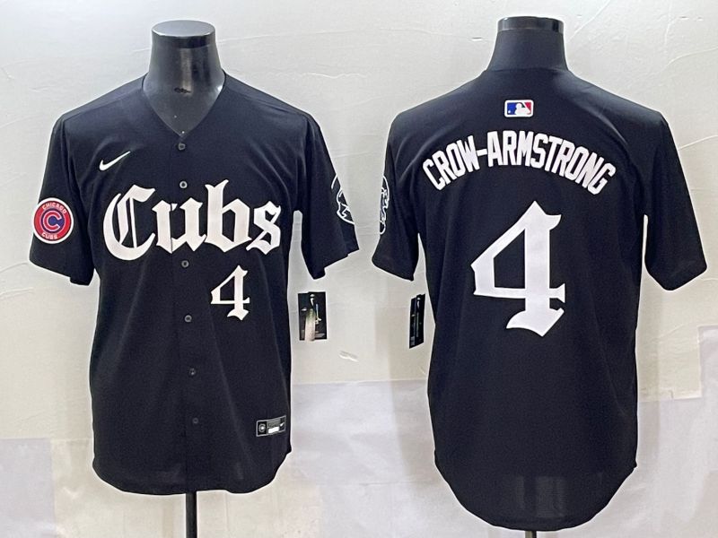 Men 2025 Chicago Cubs #4 Crow-Armstrong Black Five generations Joint Name Nike MLB Jersey style 13->chicago cubs->MLB Jersey